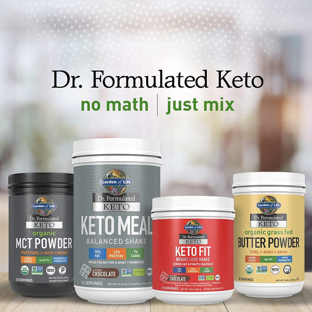 Garden of Life Dr. Formulated Keto Meal Balanced Shake - Chocolate Powder, 14 Servings, Truly Grass Fed Butter & Whey Protein plus Probiotics, Non-Gmo, Gluten Free, Ketogenic, Paleo Meal Replacement