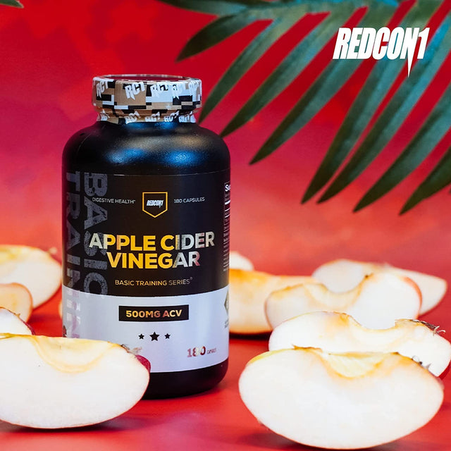 REDCON1 Apple Cider Vinegar Capsules - for Gut Health & Healthy Metabolism - Daily Antioxidant Supplement to Promote Healthy Gut - for Men and Women, Basic Training Series (180 Capsules)