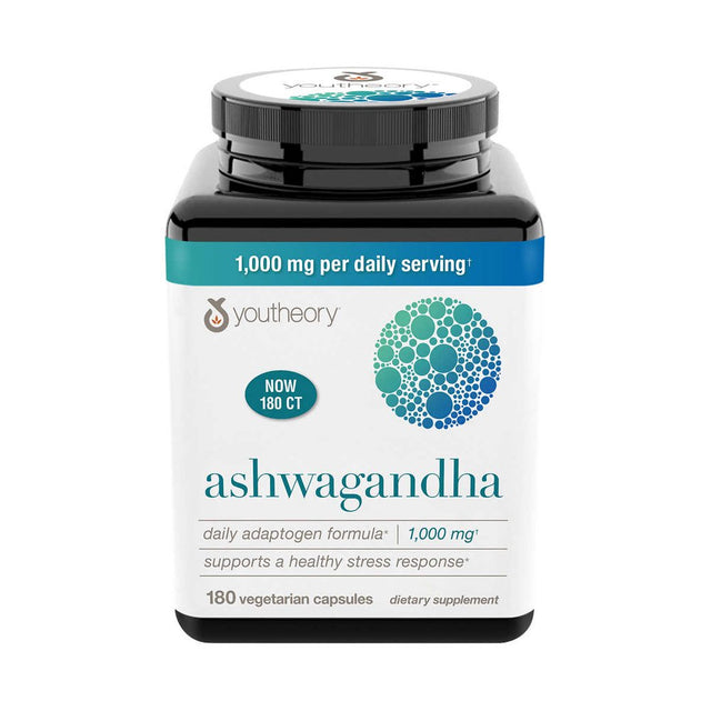 Youtheory Ashwagandha 1,000 Mg., 180 Capsules