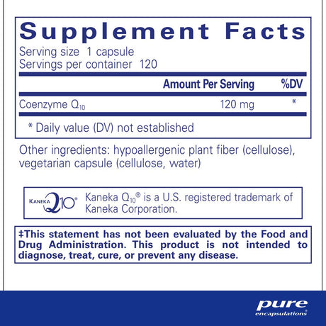 Pure Encapsulations Coq10 120 Mg | Coenzyme Q10 Supplement for Energy, Antioxidants, Brain and Cellular Health, Cognition, and Cardiovascular Support* | 120 Capsules