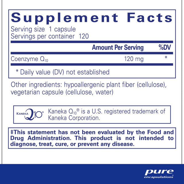 Pure Encapsulations Coq10 120 Mg | Coenzyme Q10 Supplement for Energy, Antioxidants, Brain and Cellular Health, Cognition, and Cardiovascular Support* | 120 Capsules