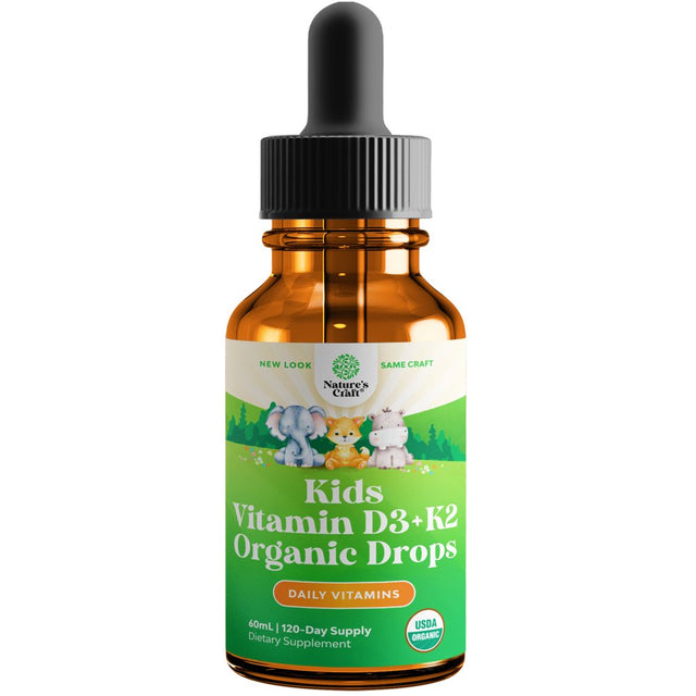 Liquid Vitamin D3 Drops for Kids - Organic Vitamin D for Kids and Babies with Vitamin K2 - Vegan Vitamin D3 K2 Kids Vitamins for Immune Support - Liquid Vitamin D Drops for Infants Toddlers and Kids