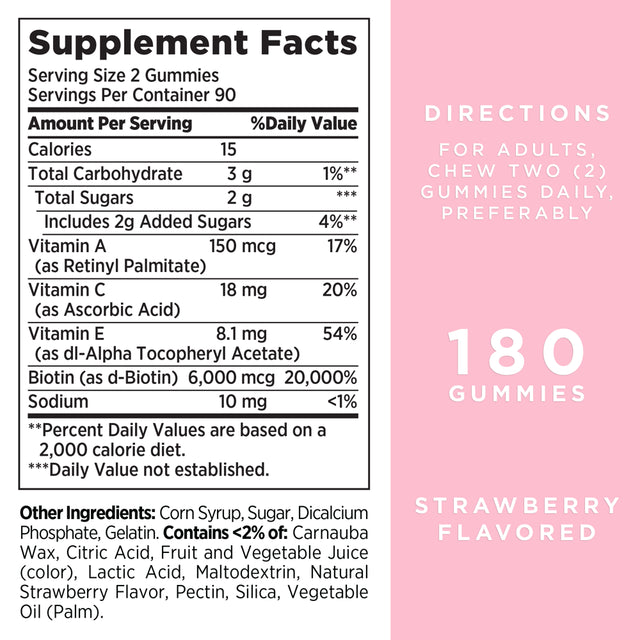 Nature’S Bounty Advanced Hair, Skin and Nails Vitamin Gummies with Biotin, 180Ct