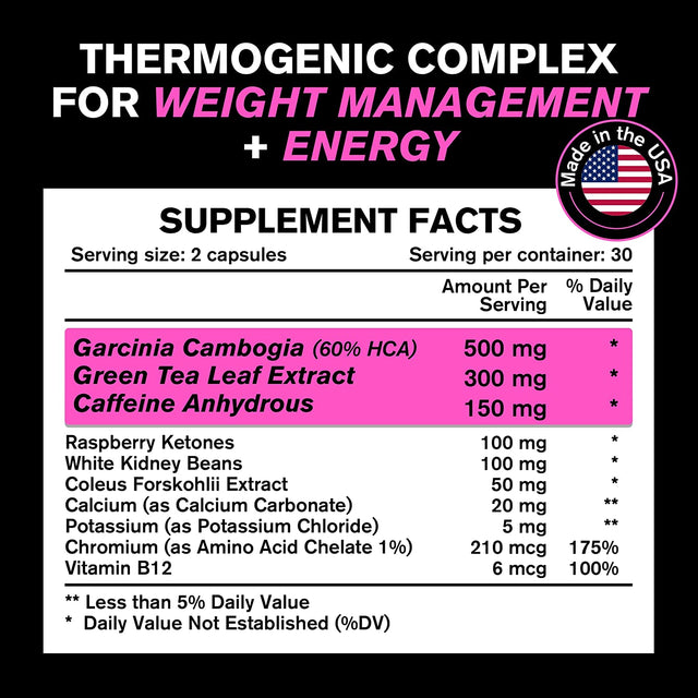 Weight Loss Pills for Women, Diet Pills for Women, the Best Fat Burners for Women, This Thermogenic Fat Burner Is a Natural Appetite Suppressant & Metabolism Booster Supplement, Helps Reduce Belly Fat