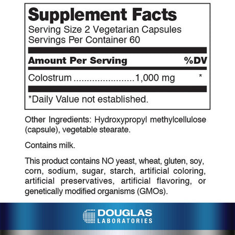 Douglas Laboratories Colostrum | 100% Pure New Zealand Supplement for Immune Support, Antioxidants, anti Aging, GI Balance, and Gastrointestinal Health* | 120 Capsules