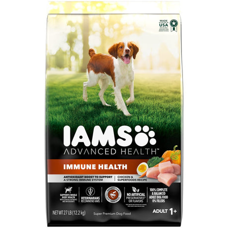 IAMS Advanced Health IMMUNE HEALTH Chicken & Superfoods Flavor Dry Dog Food for Adult Dogs, 27 Lb. Bag