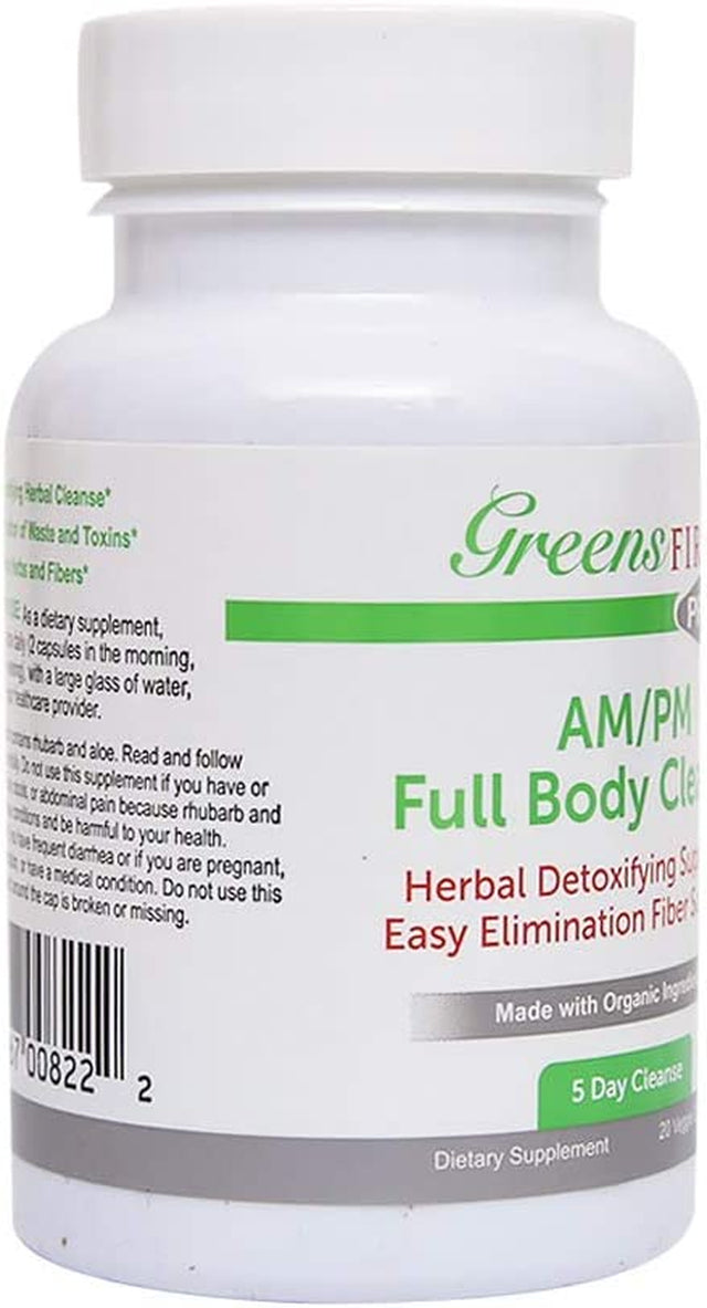 Greens First Full Body AM/PM Cleanse, 20 Veggie Capsules – Supplement for Natural Detox of Toxins – Full Intestinal & Constipation Relief – Digestive Health Capsule