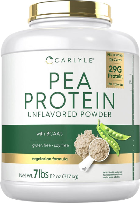 Carlyle Pea Protein Powder with BCAA'S 7Lb | Unflavored | 29G Protein | Non-Gmo, Gluten, and Soy-Free | Vegetarian Protein Powder