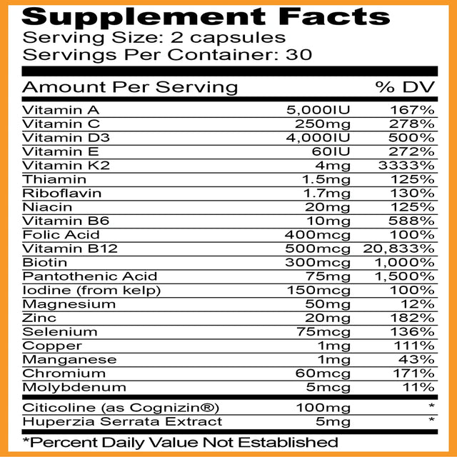 Vitafocus Multivitamin + Nootropic (60 Gelatin Capsules)