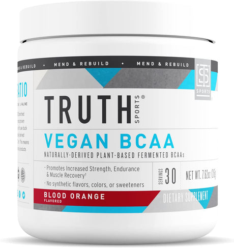 Vegan BCAA Powder- 2:1:1 Ratio Natural Bcaas Amino Acids Powder for Energy, Muscle Building, Post Workout Recovery Drink for Muscle Recovery (Blood Orange, 30 Servings)