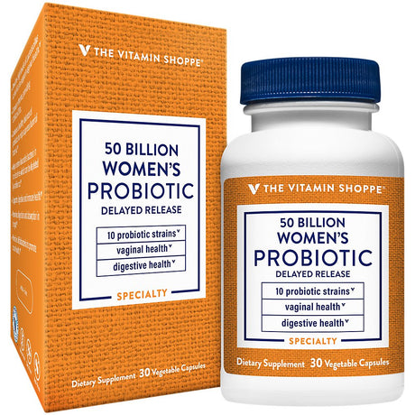 Women'S Probiotic Delayed Release 50 Billion - with 10 Probiotic Strains to Support Digestive, Immune & Vaginal Health or Yeast Imbalance - Shelf Stable (30 Veggie Caps) by the Vitamin Shoppe