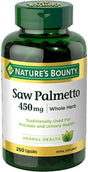 Nature'S Bounty Saw Palmetto Support for Prostate and Urinary Health, Herbal Health Supplement, 450Mg, 250 Capsules