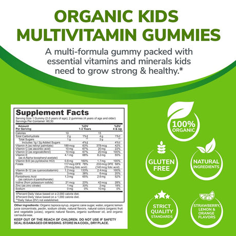 Nature'S Clear Organic Kids Gummies Multivitamin Gummies for Immune Support, 60