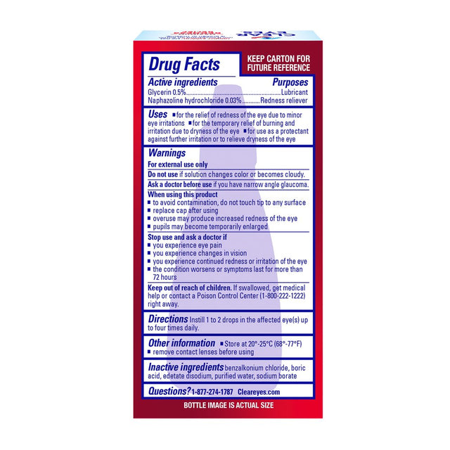 Clear Eyes Maximum Redness Eye Relief Lubricant Eye Drops, 1 Fl Oz