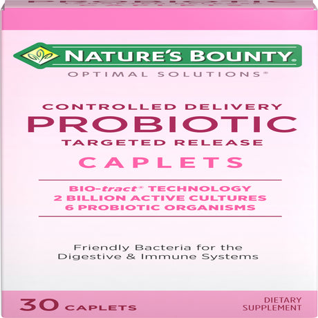 Nature'S Bounty Optimal Solutions Controlled Delivery Probiotic, Dietary Supplement, Supports Digestive and Immune Health, Caplets, 30 Ct