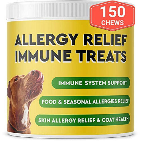 Pawfectchew Allergy Relief for Dogs - Immunity Supplement with Omega 3 Salmon Fish Oil, Colostrum, Digestive Prebiotics & Probiotics - anti Itch & Skin Hot Spots - Made in USA - 150 Chews