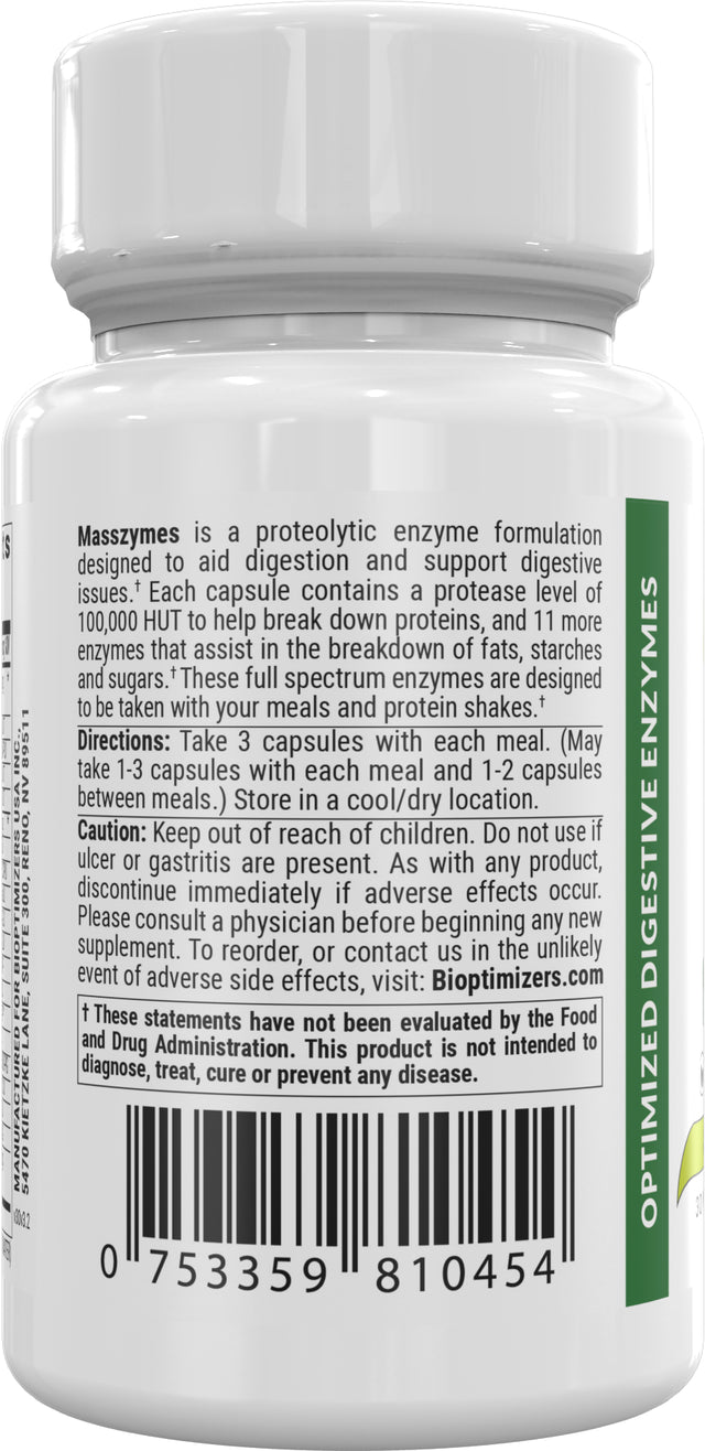 Masszymes by Bioptimizers - a Digestive Enzyme Supplement (30 Capsules)