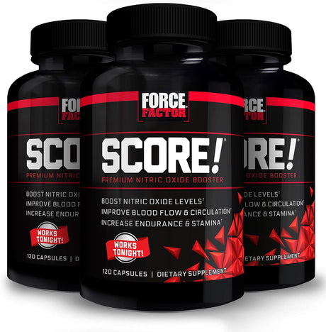 Score! Nitric Oxide Booster Pills for Men with L Citrulline to Improve Blood Flow, Enhance Workout Performance, and Increase Vascularity for Greater Muscle Pumps, Force Factor, 360 Capsules (3-Pack)