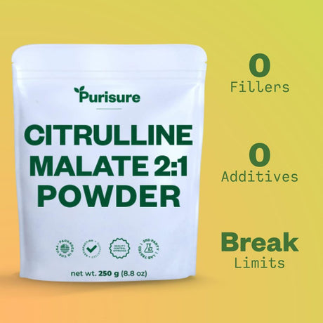 Purisure Citrulline Malate 2:1 Powder, Muscle Recovery & Nitric Oxide Booster, 84 Servings