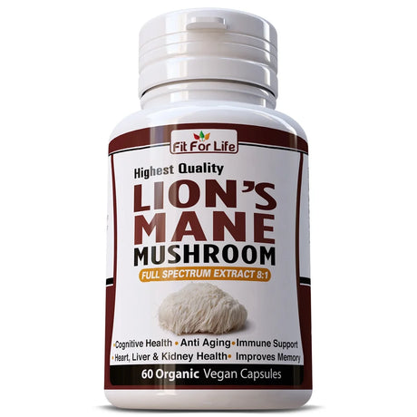 Lion'S Mane Mushroom Organic Herbal Supplement 60 Pills 500Mg Capsules