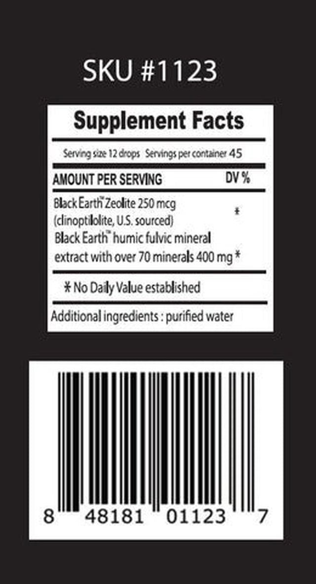 The Food Movement Black Earth Zeolite with Humic Fulvic Acids, Trace Minerals for Gut Health, Immune Support - 1Oz Liquid Drops Supplement