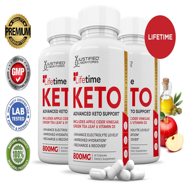 (3 Pack) Lifetime ACV Pills 1275 MG Stronger than Gummies Advanced Keto Support 180 Capsules