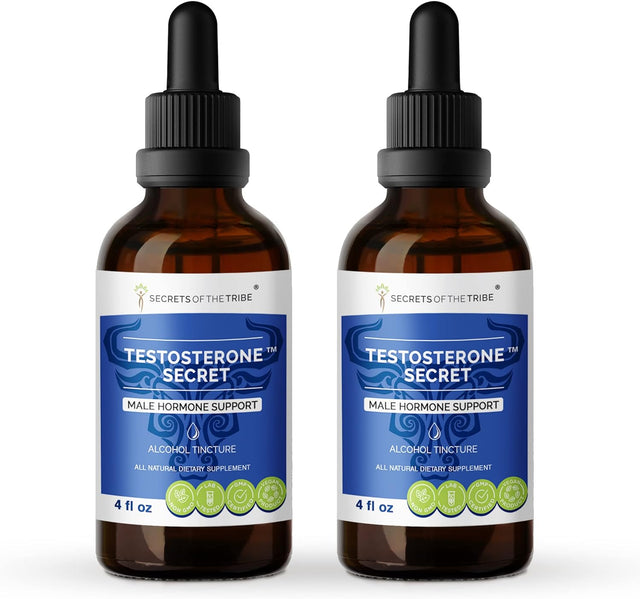 Secrets of the Tribe - Testosterone Secret, Male Hormone Support, Herbal Supplement Blend Drops Alcohol Liquid Extract (2X4 Fl Oz)