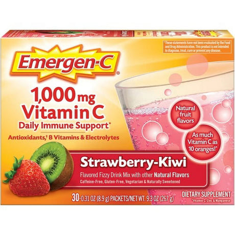 Emergen-C Strawberry-Kiwi Vitamin C Drink Mix - for Immune Support - Strawberry Kiwi - 30 / Each | Bundle of 10 Each