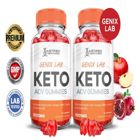 (2 Pack) Genix Lab Keto ACV Gummies 1000MG Dietary Supplement 120 Gummys