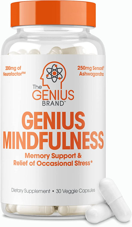 Brain Booster Supplement with Ashwagandha Nootropic Memory, Focus & Energy Support, Genius Mindfulness by the Genius Brand