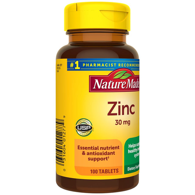 Nature Made Zinc 30 Mg Tablets, Dietary Supplement for Immune Support, 100 Count