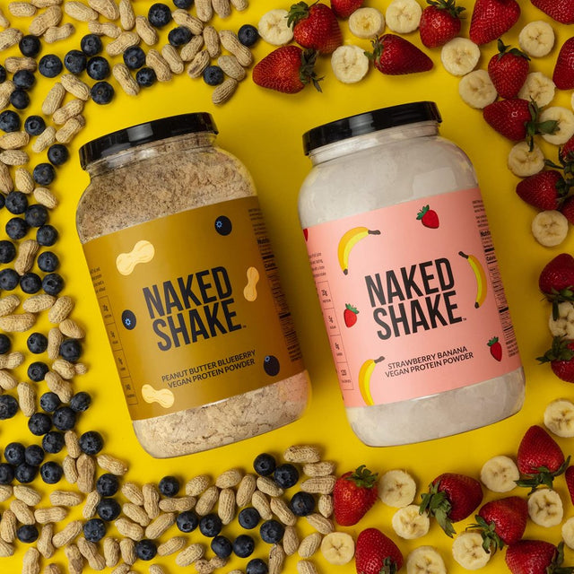 Naked Shake – Peanut Butter Blueberry Protein Powder, Plant Based Protein from US & Canadian Farms with MCT Oil, Gluten-Free, Soy-Free, No Gmos or Artificial Sweeteners – 30 Servings