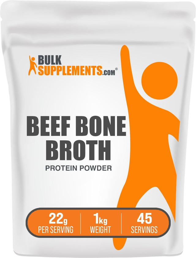 BULKSUPPLEMENTS.COM Beef Bone Broth Protein Powder - Unflavored, Gluten Free, Dairy Free, Protein Powder - 18G of Protein - 22G per Serving, 11 Servings (1 Kilogram - 2.2 Lbs)