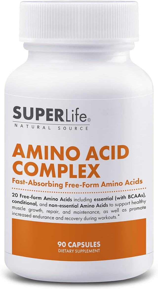 Amino Acid Complex - Fast Absorbing & Free Form Essential & Branched Chain Amino Acids Bcaas | Supports Muscle Growth, Strength & Recovery | Supplement - 90 Capsules