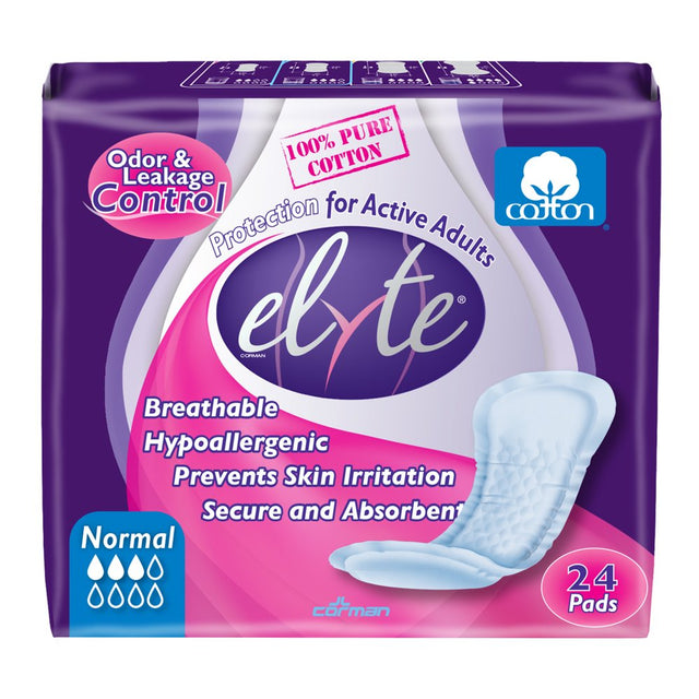 Elyte 100% Pure Cotton Bladder Control Pads-Super Absorbent and Sensitive Skin Safe, Normal