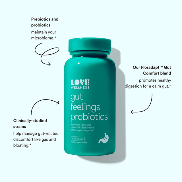 Love Wellness Gut Feelings Probiotics for a Healthy Gut & Immunity, 30 Ct