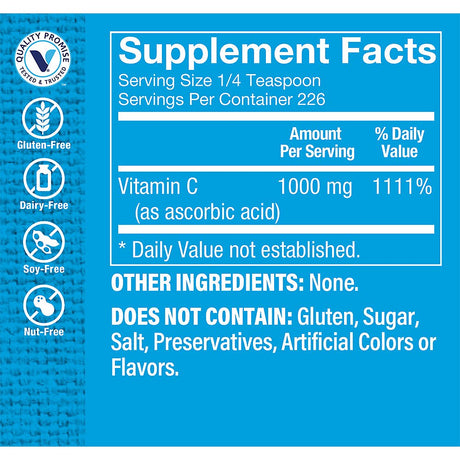 The Vitamin Shoppe Vitamin C Powder 1,000MG, Antioxidant That Supports Immune and Cardiovascular Health (8 Ounces Powder)