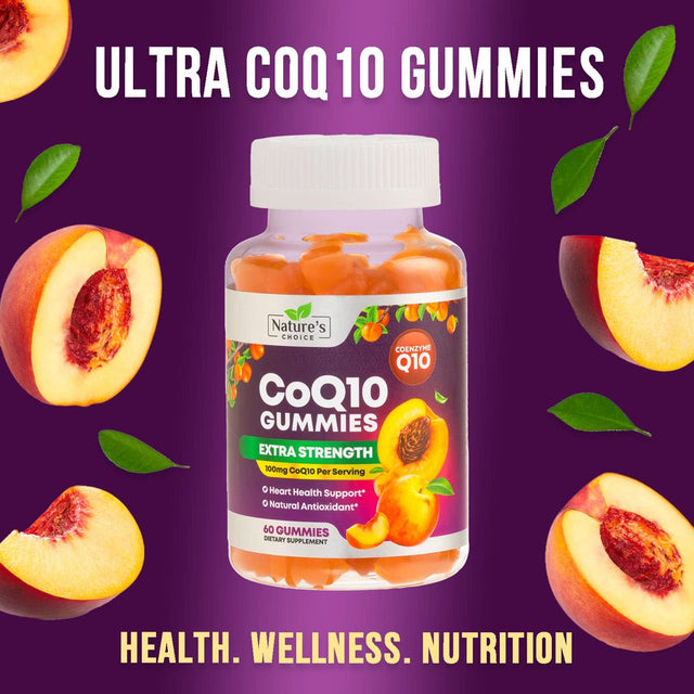 Nature'S Coq10 100Mg Gummies, 3X Better Absorption, Antioxidant for Heart Health Support & Energy Production, Ultra Coenzyme Q10 Vitamins, Coq 10 Supplements, Dietary Supplement, Non-Gmo - 60 Gummies