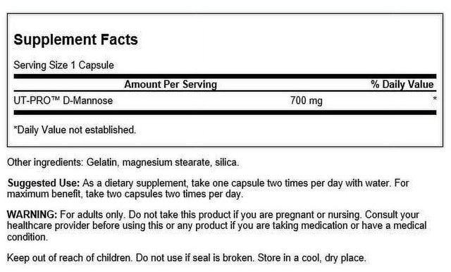 Swanson D-Mannose 700 Mg 60 Capsules