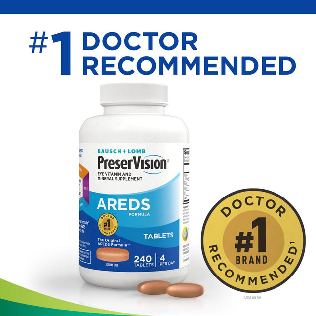 Preservision AREDS Eye Vitamin & Mineral Supplement, Contains Vitamin C, A, E, Zinc & Copper, 240 Tablets