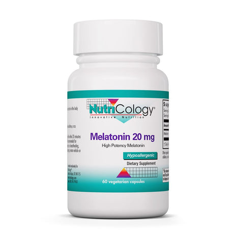 Nutricology Melatonin 20 Mg - High Potency Sleep and Immune Support - 60 Vegetarian Capsules