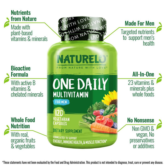 NATURELO One Daily Multivitamin for Male Supplement to Boost Energy 120 Capsule