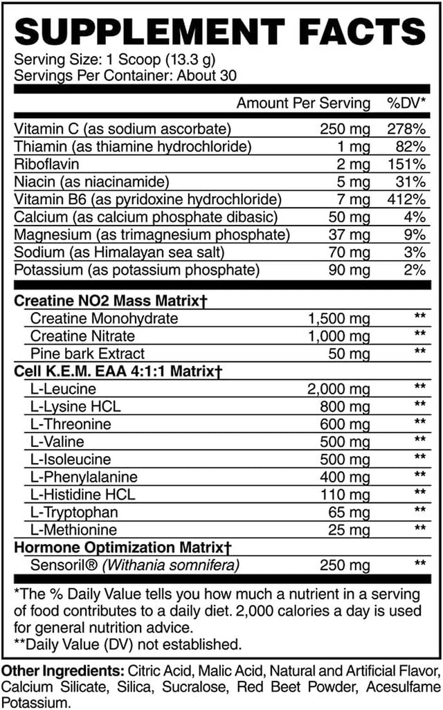 Evogen Cellkem PR Post Workout Powder, Essential Amino Acids, Creatine Nitrate, Sensoril Ashwagandha, Recovery | Raspberry Lemonade