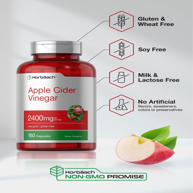 Apple Cider Vinegar Capsules | 2400Mg | 150 Capsule | Non-Gmo, Gluten Free Supplement | by Horbaach