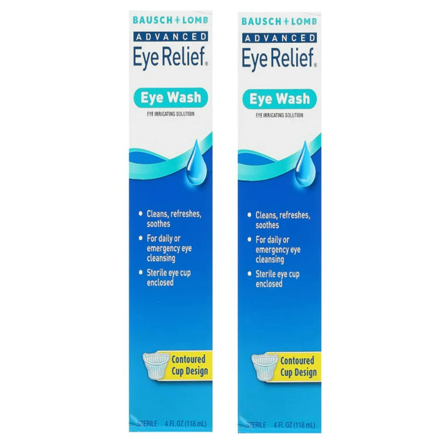 Bausch & Lomb Advanced Irrigating Solution Eye Relief Eye Wash, 4 Floz,- 2 Pack