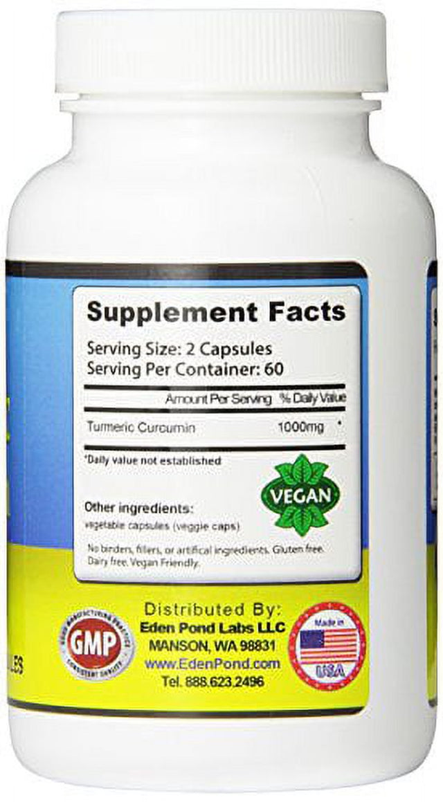 Eden Pond Turmeric Curcumin, 1000Mg in Two Daily Capsules, 120 Caps