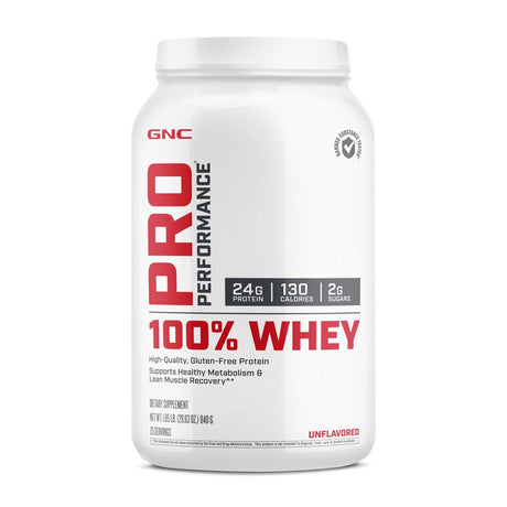 GNC Pro Performance 100% Whey Protein Powder - Unflavored, 25 Servings, Supports Healthy Metabolism and Lean Muscle Recovery