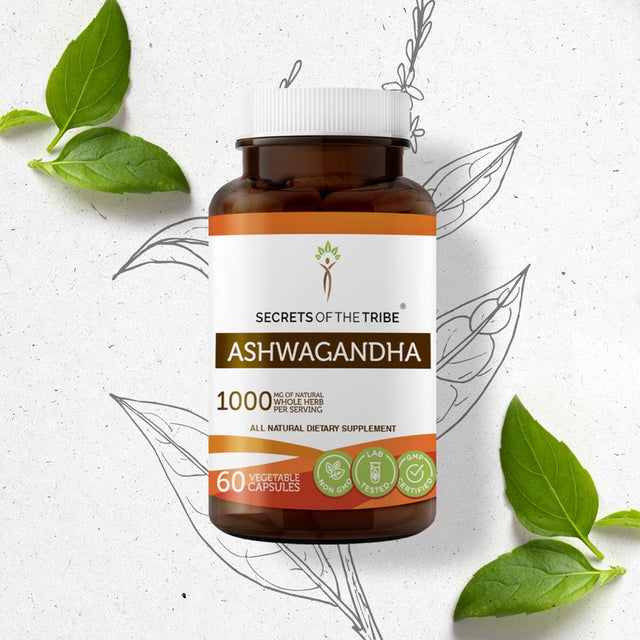 Secrets of the Tribe Ashwagandha 60 Capsules, Withania Somnifera May Help Regulate Blood Sugar Levels 500 Mg