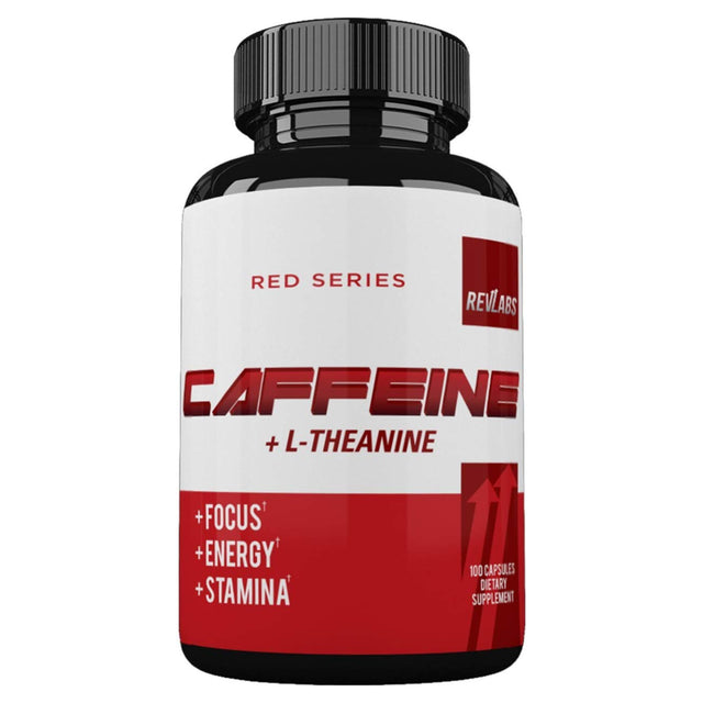 Revlabs - Caffeine Pills + L Theanine - Energy and Focus Supplement for Men and Women - 100Mg of Caffeine + 200Mg of L-Theanine - 100 Capsules