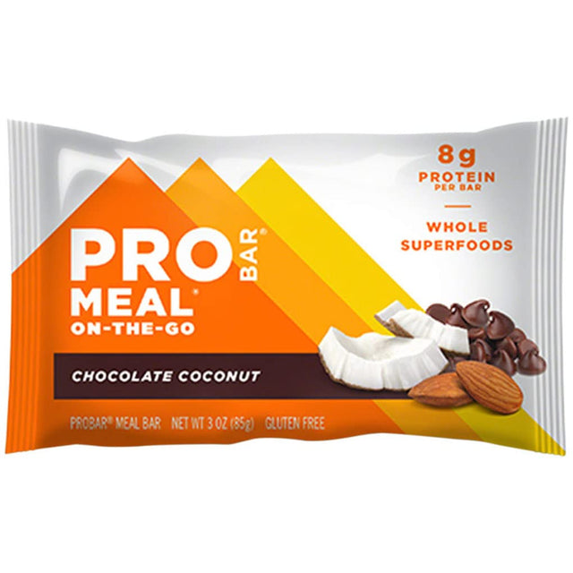 Probar Meal On-The-Go Bar, Chocolate Coconut, 12 Bars, 3 Oz (85 G) Each